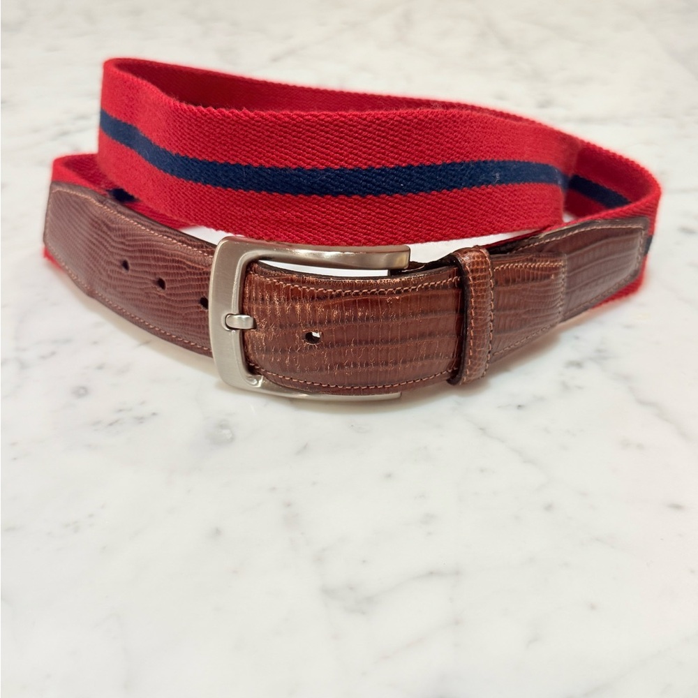 Saks Fifth Avenue Threads Belt Blue Red Canvas Men’s Size 44